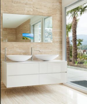 TV Bathroom Mirror by Electric Mirror