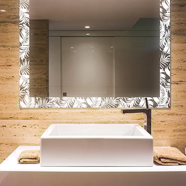 Beautiful LED lighted mirrors with creative laser designs