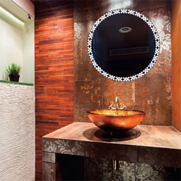 LED lighted mirror with laser design