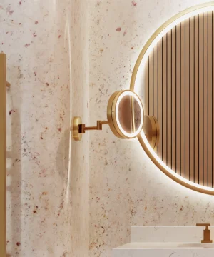 Blush Makeup Mirror in Brushed Brass