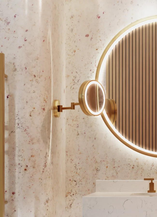 Blush Makeup Mirror in Brushed Brass